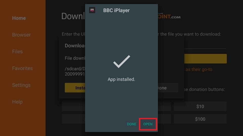 FirebcにBBC iplayer apkをインストールします